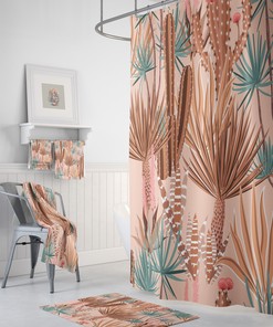 Natural Brown Botanical Shower Curtain Set - Bring Nature into Your Bathroom