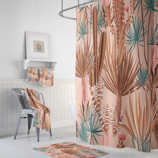 Natural Brown Botanical Shower Curtain Set - Bring Nature into Your Bathroom