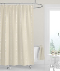 Natural Sand Beige Washed Denim Shower Curtain for Rustic Country Western Bath Decor