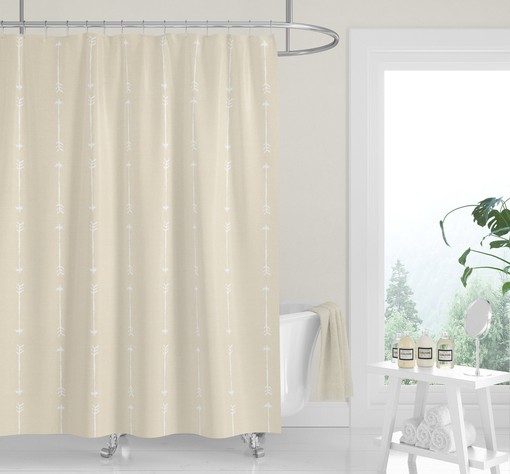 Natural Sand Beige Washed Denim Shower Curtain for Rustic Country Western Bath Decor