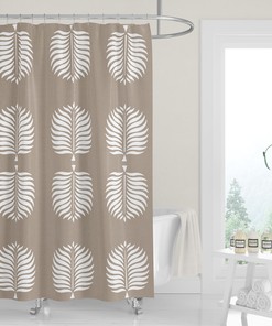 Natural Tan White Palm Fronds Minimalist Print Modern Shower Curtain