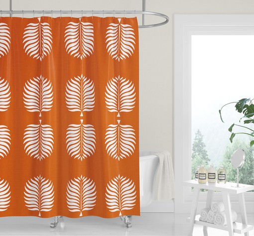 Natural Tan White Palm Fronds Minimalist Print Modern Shower Curtain - Image 2