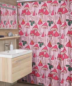 Nature Inspired Mushroom Shower Curtain, Groovy 60's 70's Hippie Bathroom Accessory, Retro and Eclectic