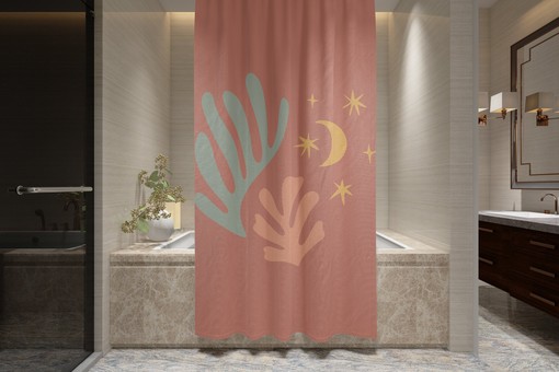Nature-Inspired Matisse Shower Curtain - Eco-Friendly and Waterproof with Boho Flair and Hooks Included