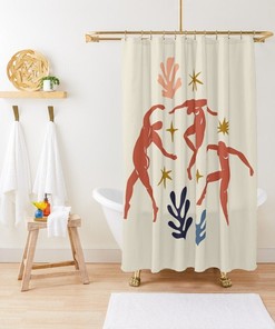 Nature-Inspired Matisse Shower Curtain - Featuring Moon and Abstract Design with Boho Flair