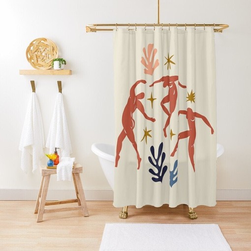 Nature-Inspired Matisse Shower Curtain - Featuring Moon and Abstract Design with Boho Flair