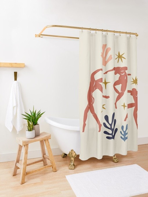 Nature-Inspired Matisse Shower Curtain - Featuring Moon and Abstract Design with Boho Flair - Image 2