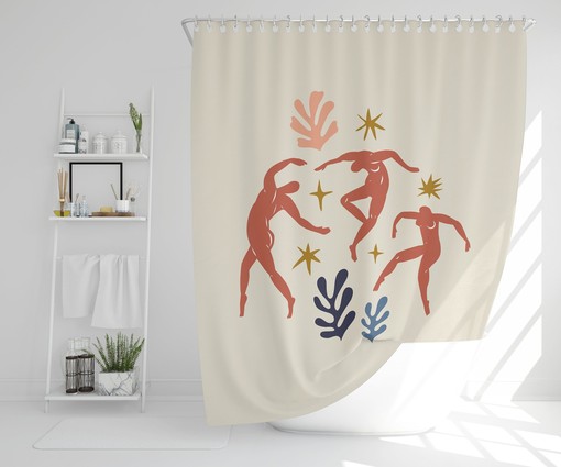 Nature-Inspired Matisse Shower Curtain - Featuring Moon and Abstract Design with Boho Flair - Image 3