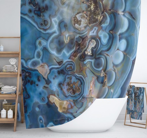 Nature-Inspired Natures Blues Shower Curtain with Bath Set for Serene Bathroom Decor - Image 2