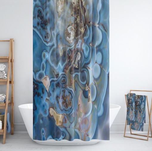 Nature-Inspired Natures Blues Shower Curtain with Bath Set for Serene Bathroom Decor - Image 3