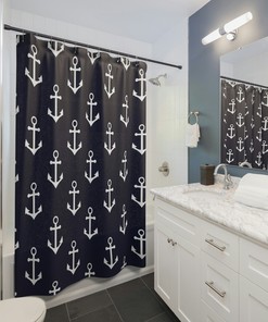 Nautical Anchor Shower Curtain for Coastal Gift Lovers - Perfect for Beach House or Lakehouse Bathrooms