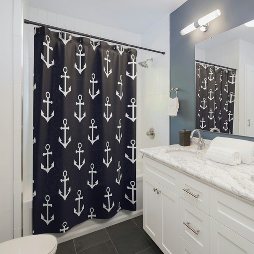 Nautical Anchor Shower Curtain for Coastal Gift Lovers - Perfect for Beach House or Lakehouse Bathrooms