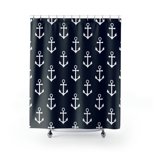 Nautical Anchor Shower Curtain for Coastal Gift Lovers - Perfect for Beach House or Lakehouse Bathrooms - Image 2
