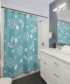 Nautical Boat Shower Curtain with Coastal Gift Design - Perfect for Beach House or Lakehouse Bathrooms