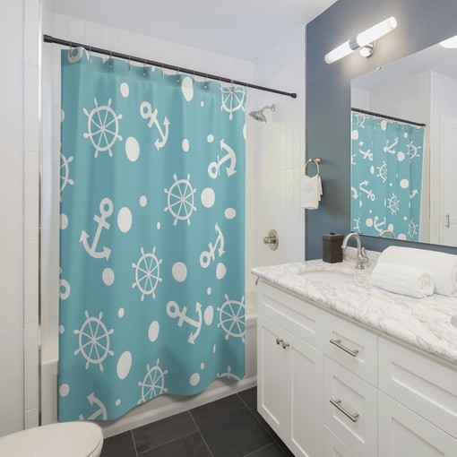 Nautical Boat Shower Curtain with Coastal Gift Design - Perfect for Beach House or Lakehouse Bathrooms