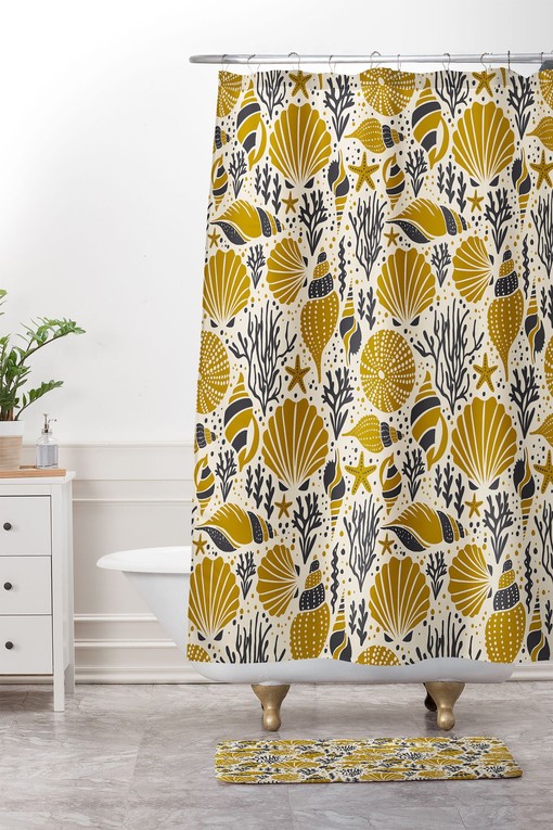 Nautical Sea Shell Shower Curtain with Beachy Vibes for Coastal Bathroom
