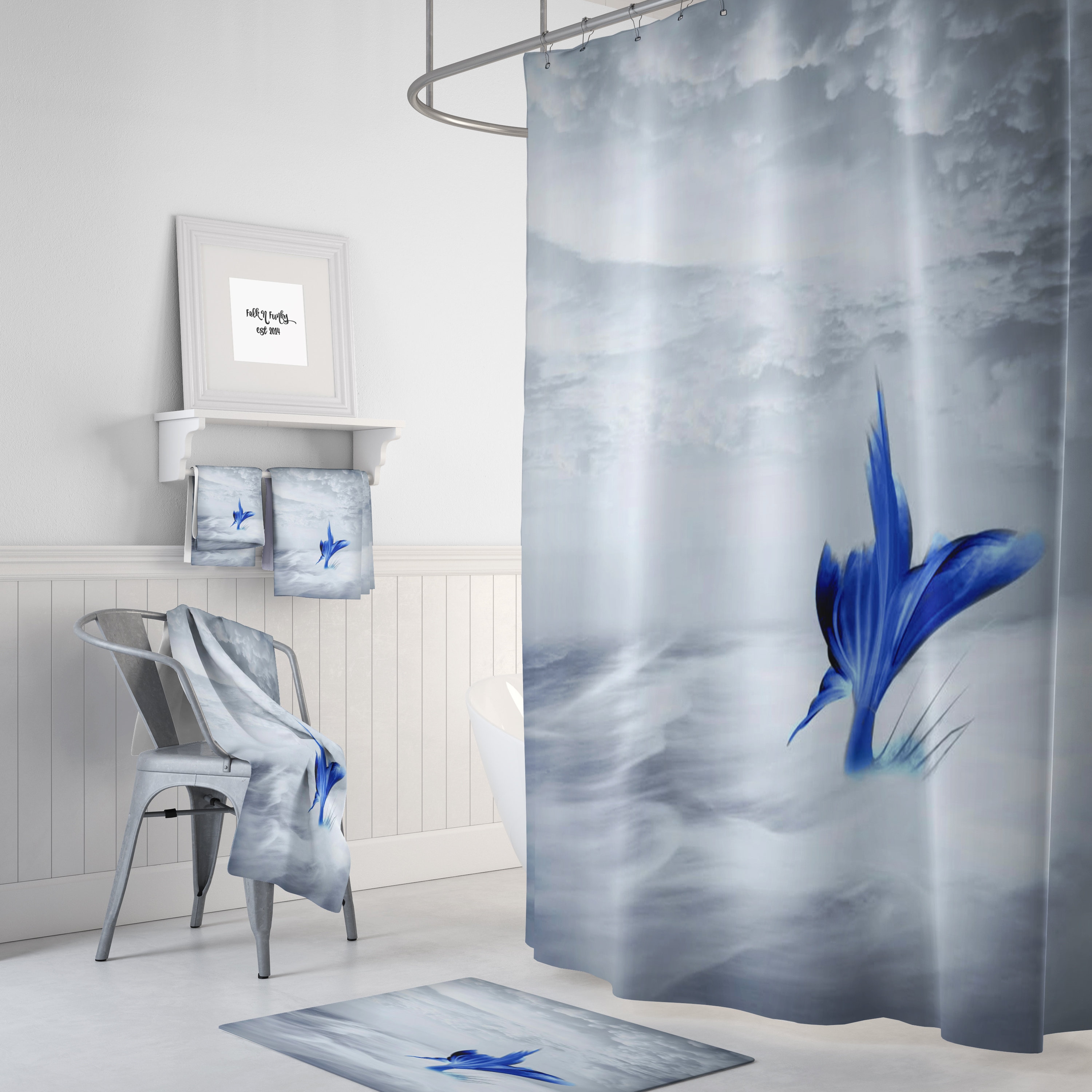 Nautical Vintage Mermaid Tail Beach Theme Shower Curtain for Bathroom Decor | vintage shower curtains