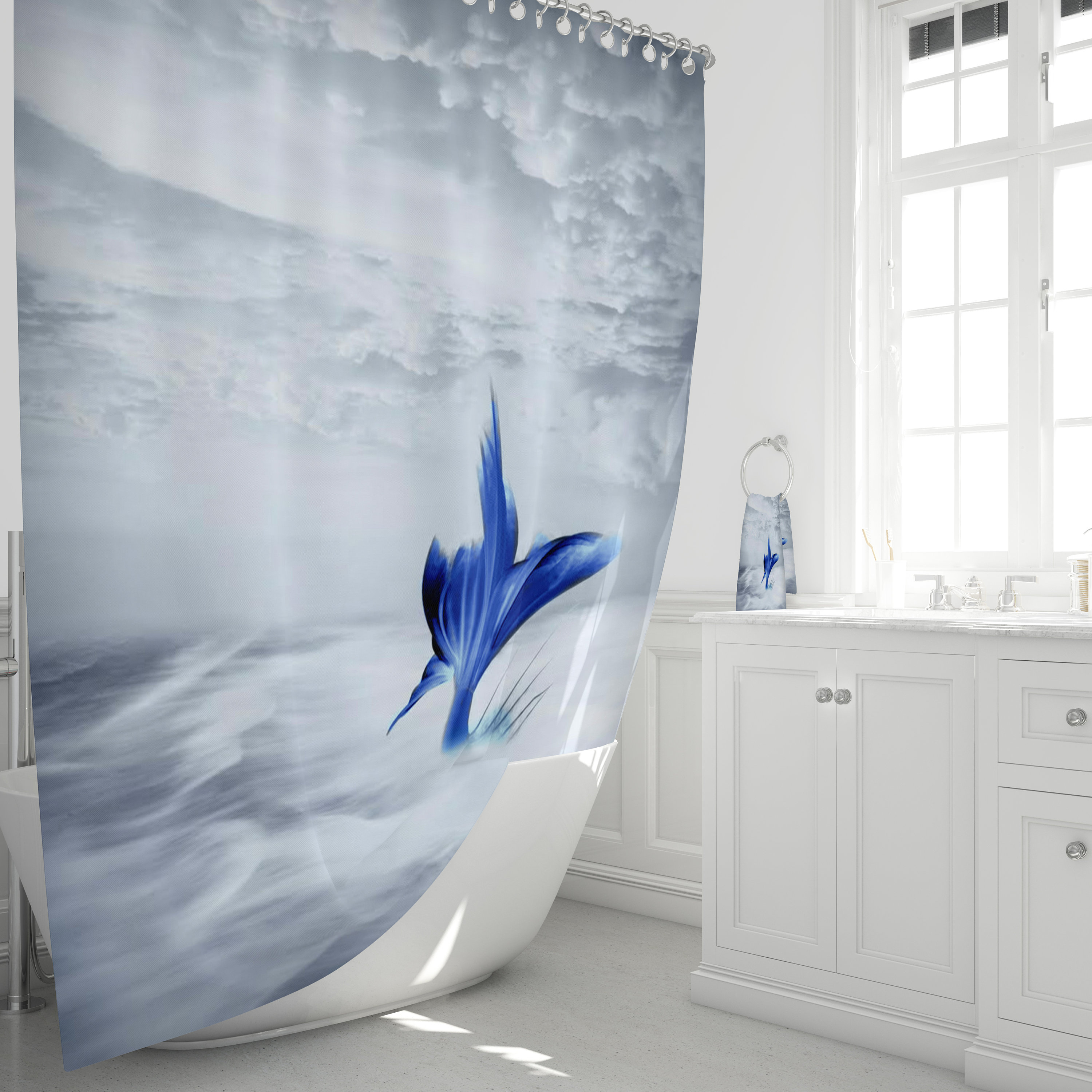Nautical Vintage Mermaid Tail Beach Theme Shower Curtain for Bathroom Decor | vintage shower curtains - Image 2