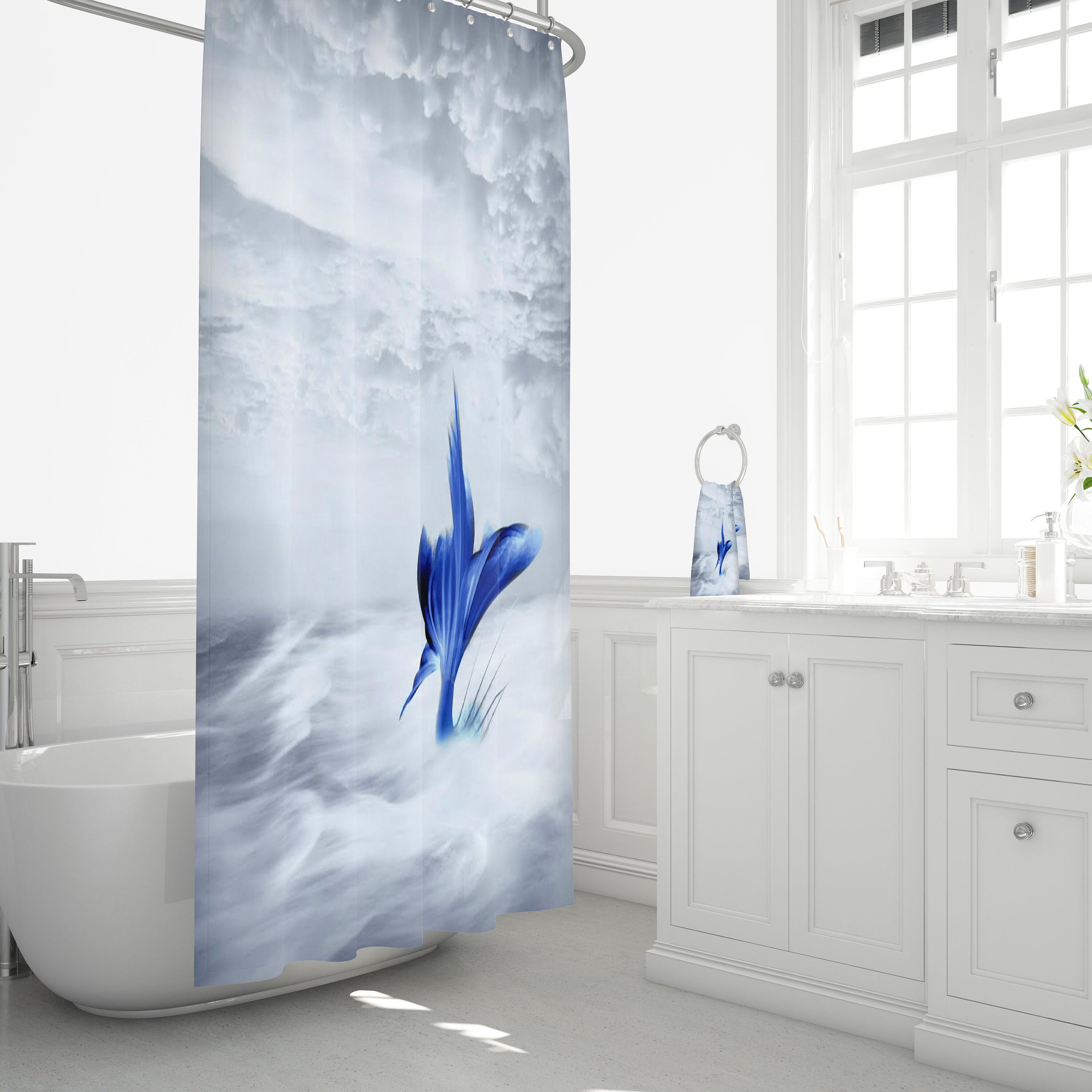 Nautical Vintage Mermaid Tail Beach Theme Shower Curtain for Bathroom Decor | vintage shower curtains - Image 3