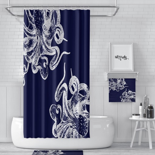 Navy Blue Octopus Disney Shower Curtain for an Underwater Oasis Bathroom - Image 2