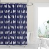 Navy Blue and White Shower Curtain with Abstract Raindrop Cutouts