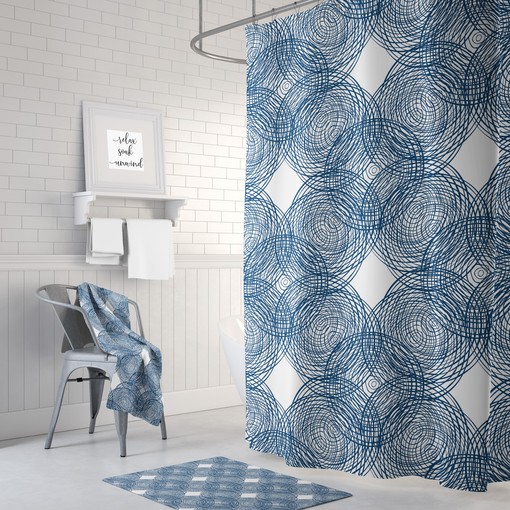 Navy Blue and White Striped Shower Curtain | Nautical Bathroom Decor | Designer Shower Curtains