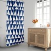 Navy Blue and White Triangle Shower Curtain - Minimalist Abstract Design for Mid Century Modern Bathroom Decor
