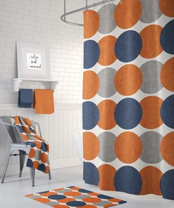 Navy and Gray Retro Shower Curtain for Your Mid Century Modern Bathroom
