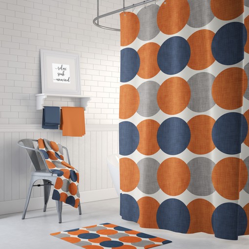 Navy and Gray Retro Shower Curtain for Your Mid Century Modern Bathroom