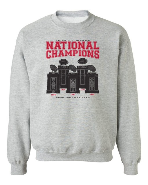Nebraska Cornhuskers Sweatshirt Hoodie All Sizes NCAA Shirt - 5 National Championship Trophies Nebraska Crew Neck - Image 2