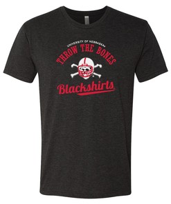 Nebraska Husker Shirt with Blackshirts Throw The Bones Design - Cornhusker T-Shirt - NCAA Shirts for Men