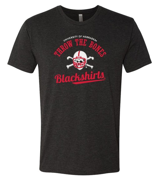Nebraska Husker Shirt with Blackshirts Throw The Bones Design - Cornhusker T-Shirt - NCAA Shirts for Men