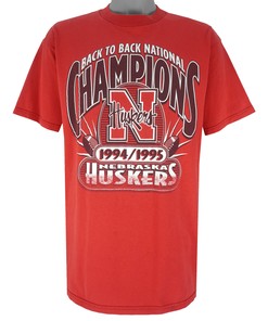 Nebraska Huskers Back to Back Champions Vintage T-Shirt - NCAA 1995 - 1997 Football Titles