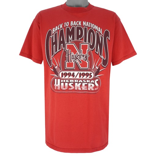 Nebraska Huskers Back to Back Champions Vintage T-Shirt - NCAA 1995 - 1997 Football Titles