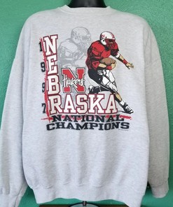 Nebraska Huskers National Champs Sweatshirt Football 1997 (retro ncaa shirts)