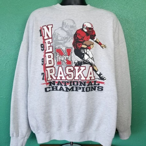 Nebraska Huskers National Champs Sweatshirt Football 1997 (retro ncaa shirts)
