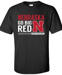 Nebraska Huskers Shirt Expect Excellence Football Tee with Cornhusker Details - NCAA Shirts for Men