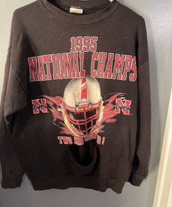 Nebraska Huskers Vintage Crewneck Sweater, NCAA 1995 Champs Sweatshirt Apparel