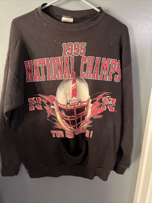 Nebraska Huskers Vintage Crewneck Sweater, NCAA 1995 Champs Sweatshirt Apparel