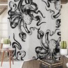 Neutral Gray Octopus Disney Shower Curtain with Optional Bath Accessories