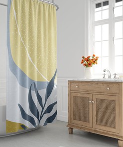 Neutral Tone Abstract Shower Curtain - Mid Century Modern Design for Contemporary Bathroom Decor