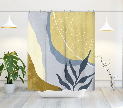 Neutral Tone Abstract Shower Curtain - Mid Century Modern Design for Contemporary Bathroom Decor - Image 2