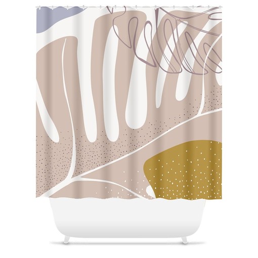Neutral Tone Scandinavian Abstract Shower Curtain - Mid Century Modern Design for Contemporary Bathroom Decor - Image 2