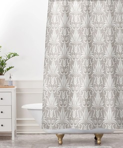 Neutral Traditional Shower Curtain in Beige Color for Classic Bathroom Decor