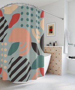 Neutral Tropical Leaves Shower Curtain | Unique Print | Luxury Bathroom Shower Curtains