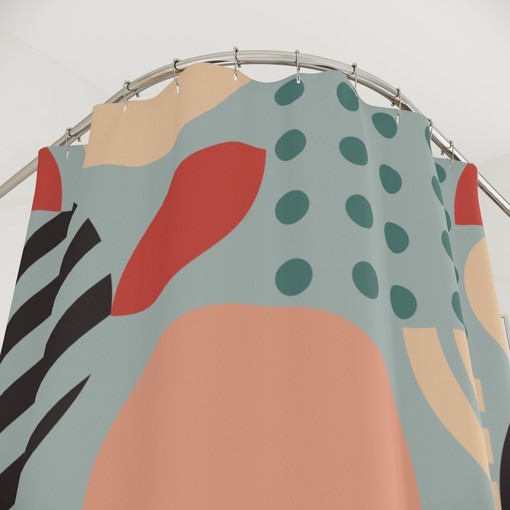 Neutral Tropical Leaves Shower Curtain | Unique Print | Luxury Bathroom Shower Curtains - Image 4