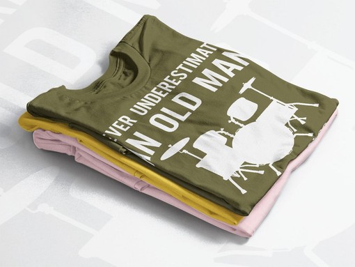 Never Underestimate An Old Man Who Is Also A Drummer Shirt, Funny Grandpa Tee, Drummer Gift, Music Band Shirt
