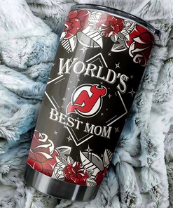 New Jersey Devils NHL Tumbler - World's Best Mom Tumbler with Beautiful Flower Design for Hockey Moms - G Fanatics