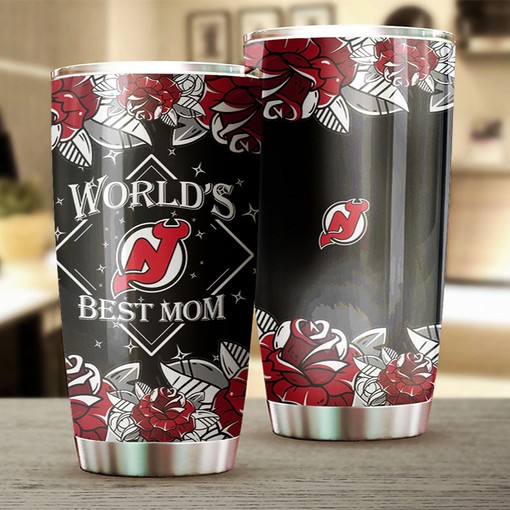 New Jersey Devils NHL Tumbler - World's Best Mom Tumbler with Beautiful Flower Design for Hockey Moms - G Fanatics - Image 2