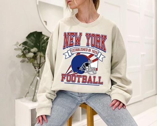 New York Football Team Sweatshirt, Retro NFL Shirt for New York Fans, Sport Shirts Women